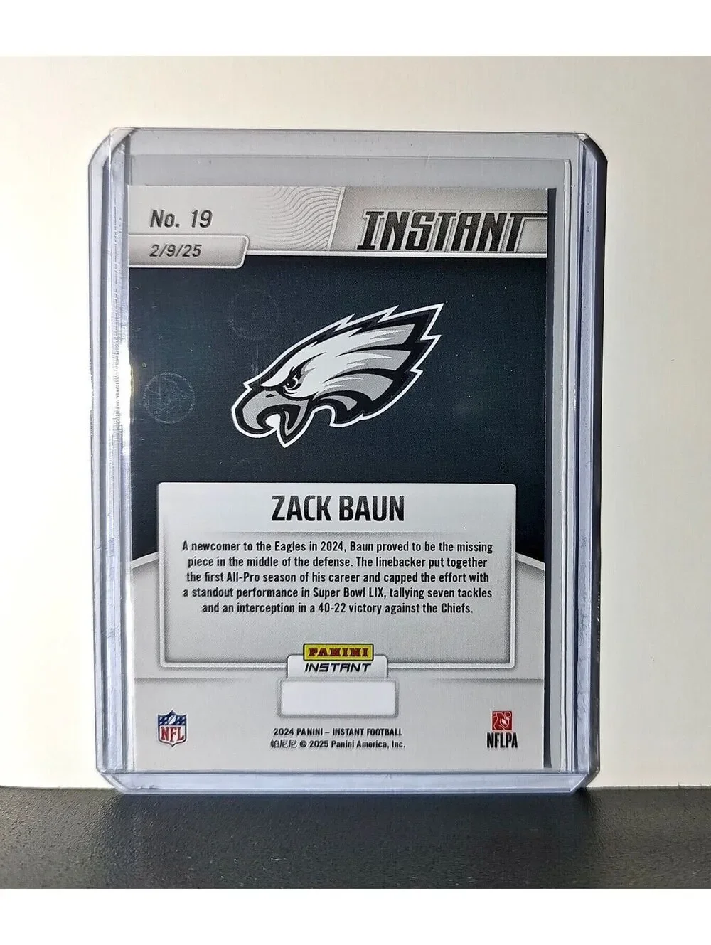 Zach Baun 2024 Panini Super Bowl LIX Champions NFL #19 Football Card Eagles